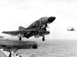 Phantom F4 leaving waist catapult HMS Eagle 1969-70